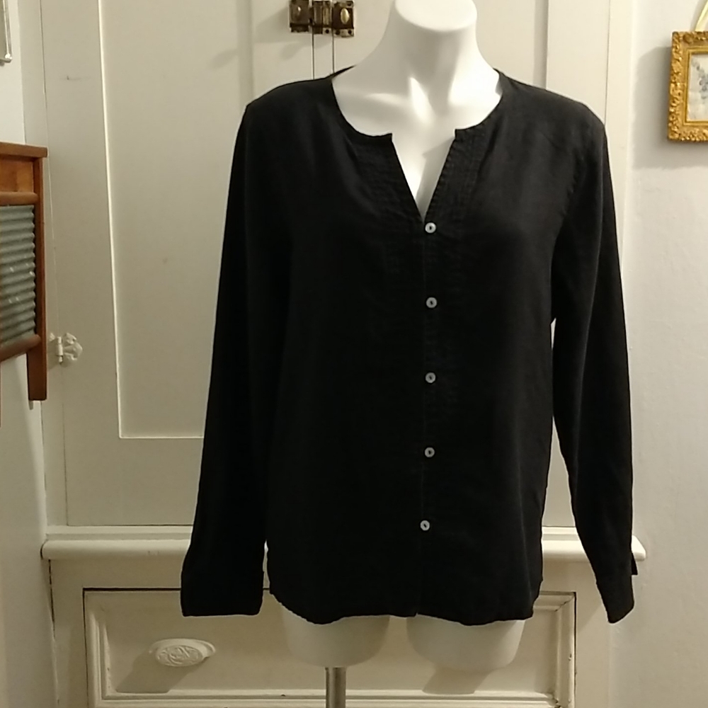 Cotton Connection black linen blouse Sz M